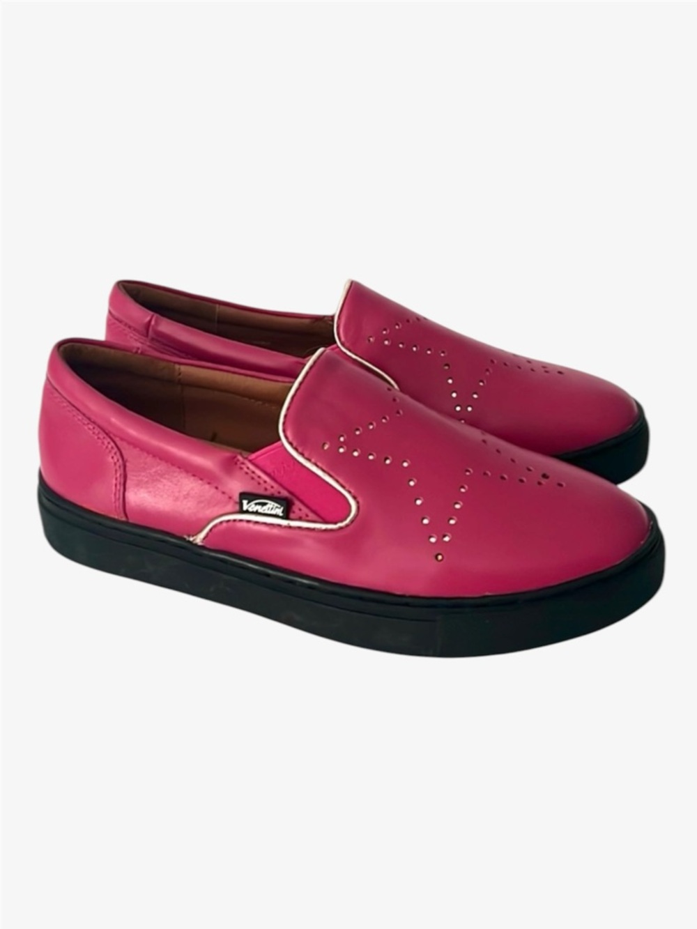 Venettini Skyler8 Star Kids Slip On Leather Sneaker in Fuschia Pink/Gold